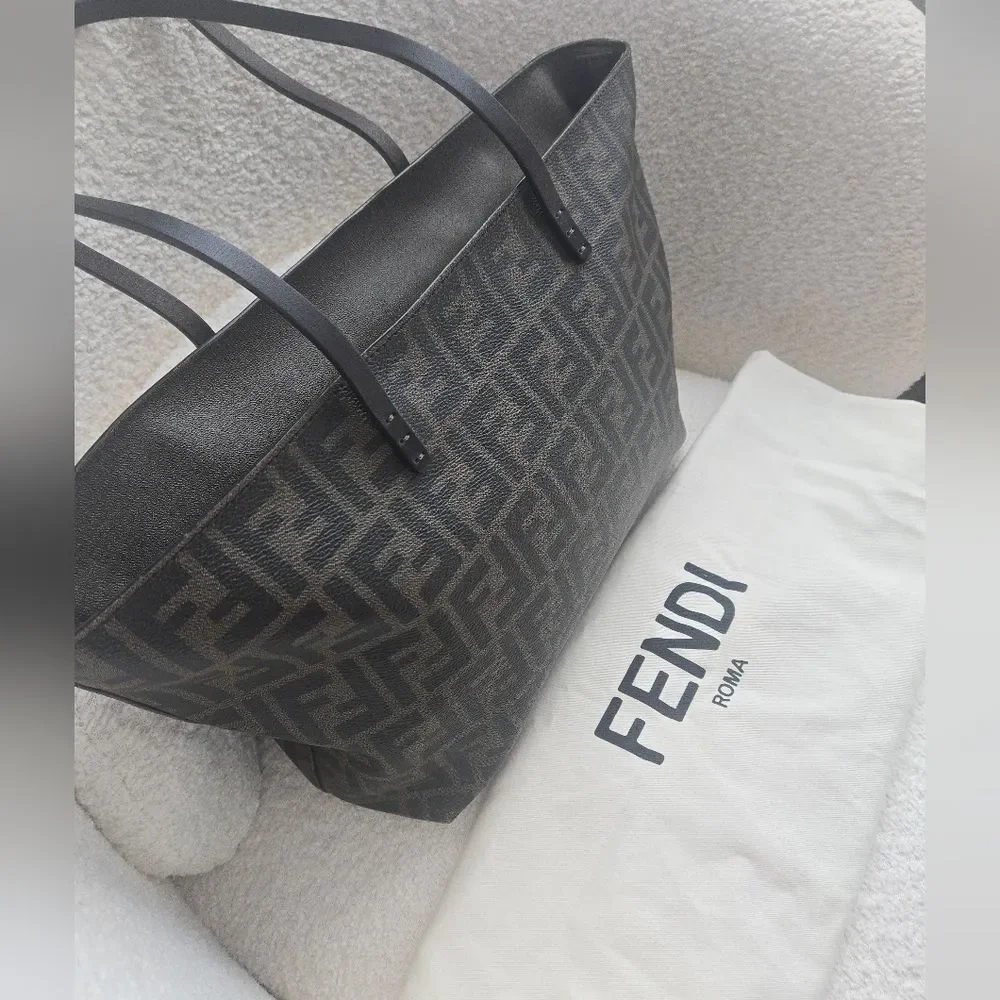 Fendi Zucca Print Brown Zippered Tote And Wallet Set Excellent Used Condition